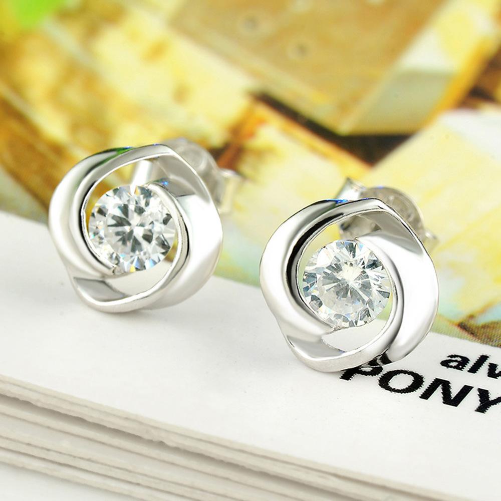 925 Sterling Silver AAA Zircon Rotating Love Earrings Gift Jewelry