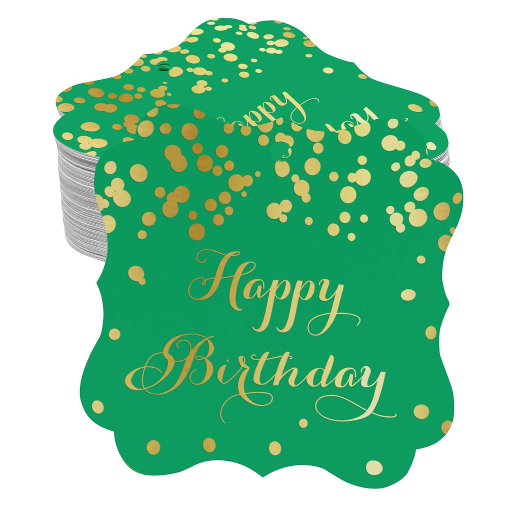 Inkdotpot Real Gold Foil Bracket Shape Paper Hang Tags Happy Birthday Favor Tags Pack Of