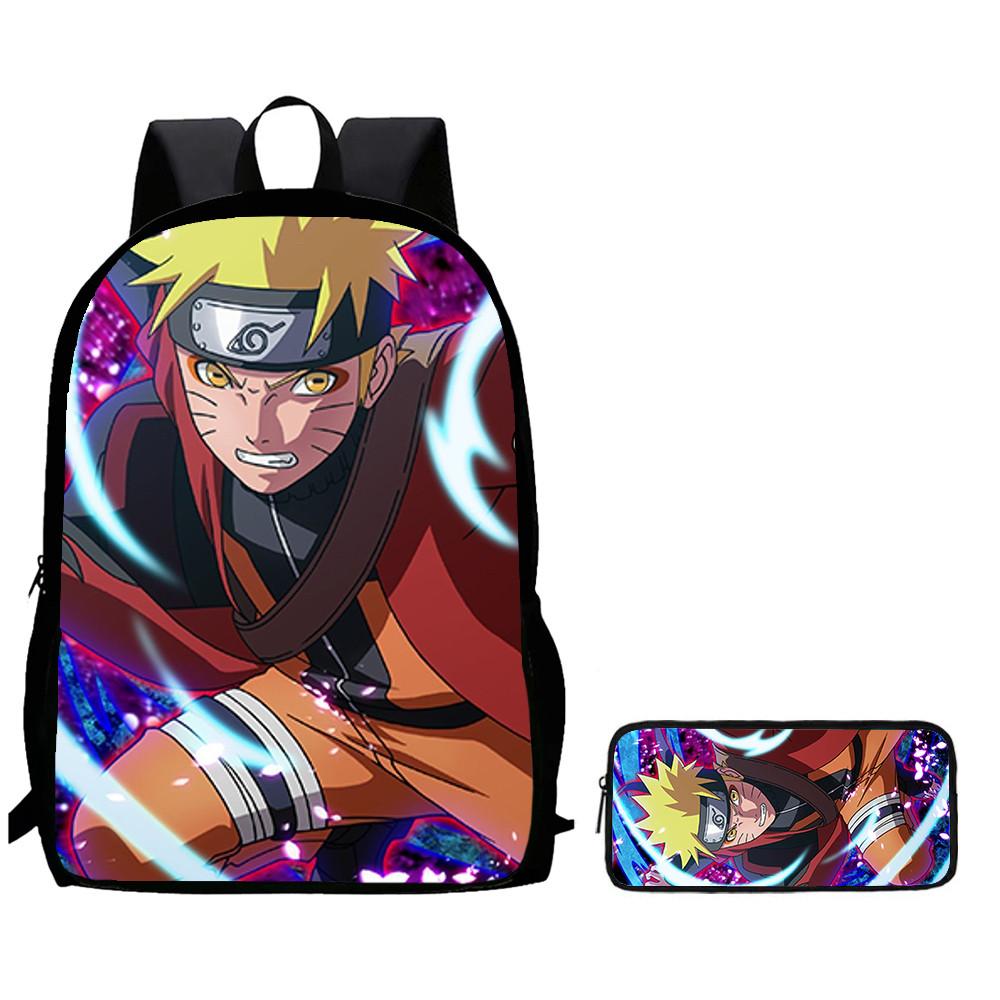 2Pcs Set NARUTO Kids Backpack With Pencil Bag Lightweight Durable School Bag For Boys Girls 5-10 Years Student Supplies