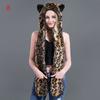 Animal Cap With Scarf Gloves Warm Hat Scarf Set Winter Plush Beanie Cap  for Men Women