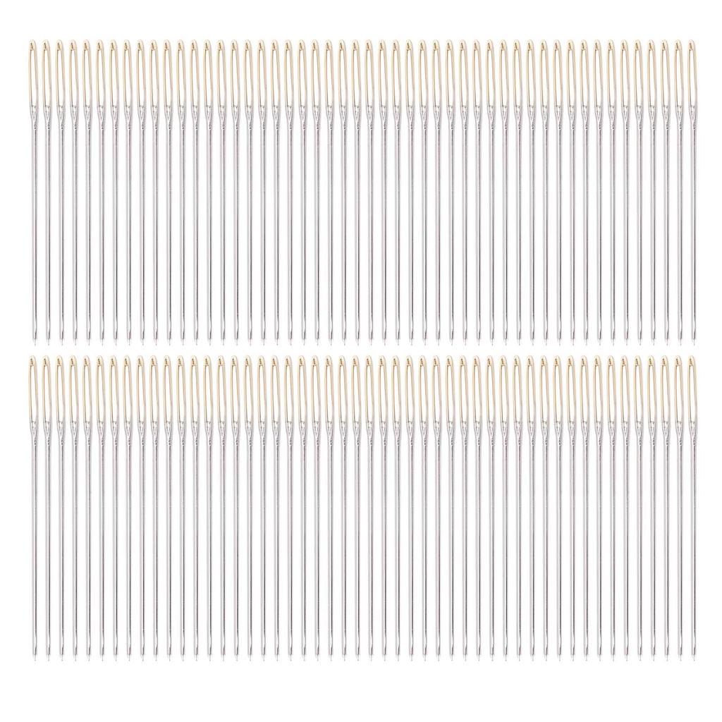 100Pcs Cross Stitch Needles Metal Large Eye Sewing Stitching Embroidery with Storage Box