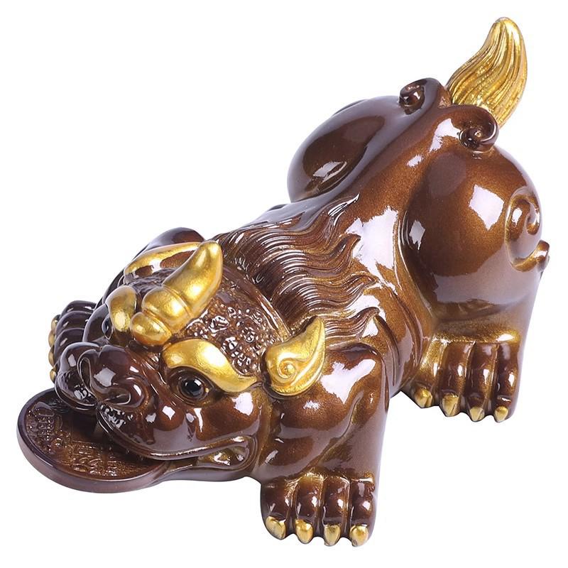 Color-Changing Pixiu Tea Pet Ornament for Gongfu Tea Sets - Golden Toad Model
