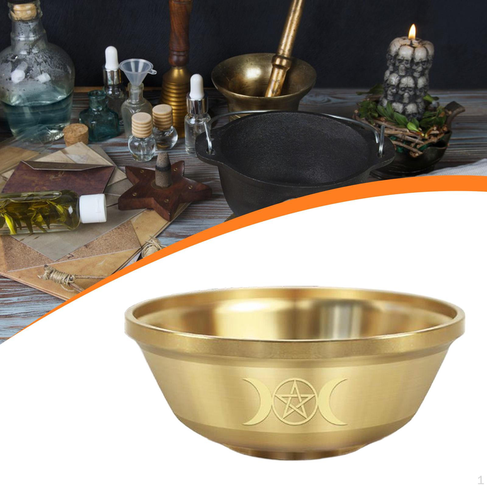 

Tibetan Buddhist Water Offering Bowl Brass Worship Cup Decorative for Party Ritual Temple Triple phase moon