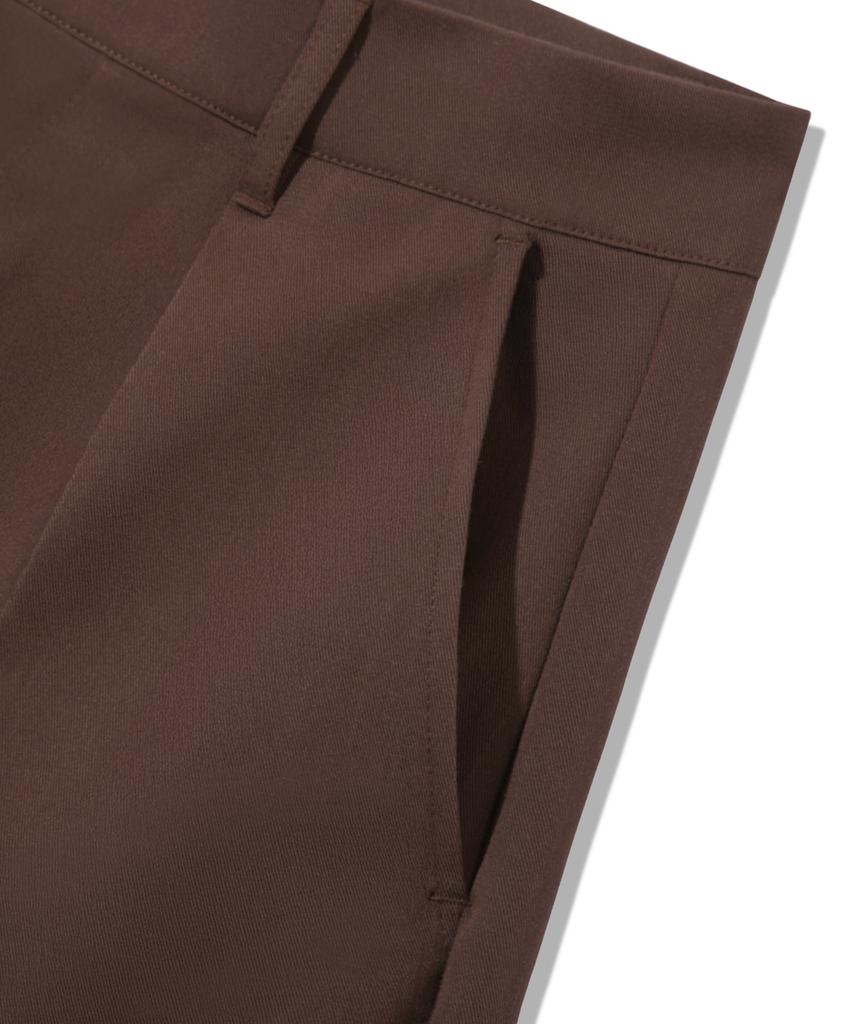 TRILLION Front V-Tuck Wide Slacks [Brown]