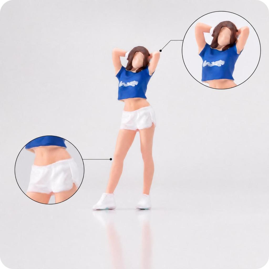 1/64 Scale Figurine Painted Female Miniature Raised Arms Figure for Collectors,