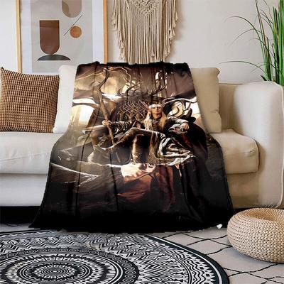 1pc Elven King Throne Cartoon Blanket,Portable Throw for Travel & Camping, All Season Cozy Blanket,Ideal Gift