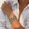 3Piece Elastic Stretch Beaded Bracelet Set Dumpy Gold Silver Ball Stackable Jewelry For Women Irregular Art Design