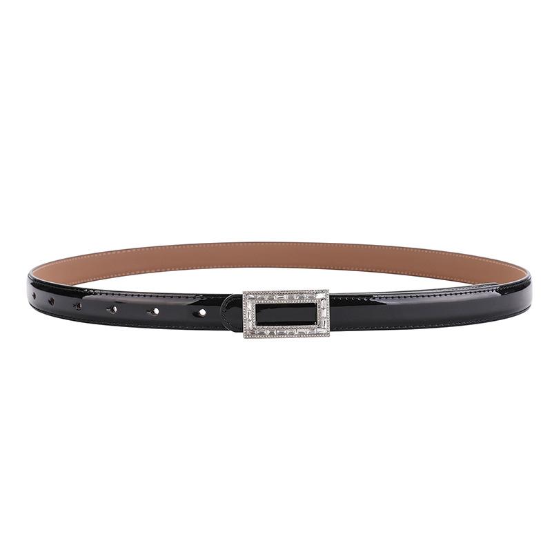 Mei Women s genuine leather belt - rhinestone embellished, premium, versatile belt for jeans and dress pants - square buckle cowhide leather belt чёрный