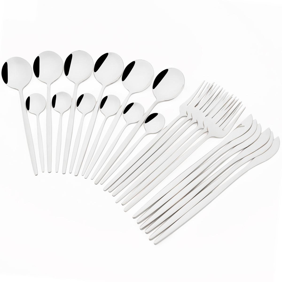 

24 шт. разноцветный золотой набор столовых приборов, кухонные столовые приборы в западном стиле, посуда из нержавеющей стали, нож, вилка, кофейная ложка, столовые приборы, столовое серебро для вечеринок серебряный