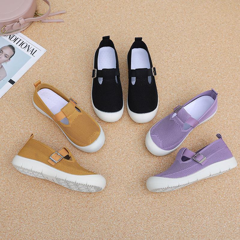 Fashion Purple Women's Casual Slip-On Mesh Shoes Beijing Old Style Cotton Shoes Comfortable Low Heel Summer Season Unisex Ankle Covering