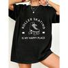 Oversized T Shirt Black Roller Skating Is My Happy Place Graphic Print For Casual Wear And Skateboarding Enthusiasts
