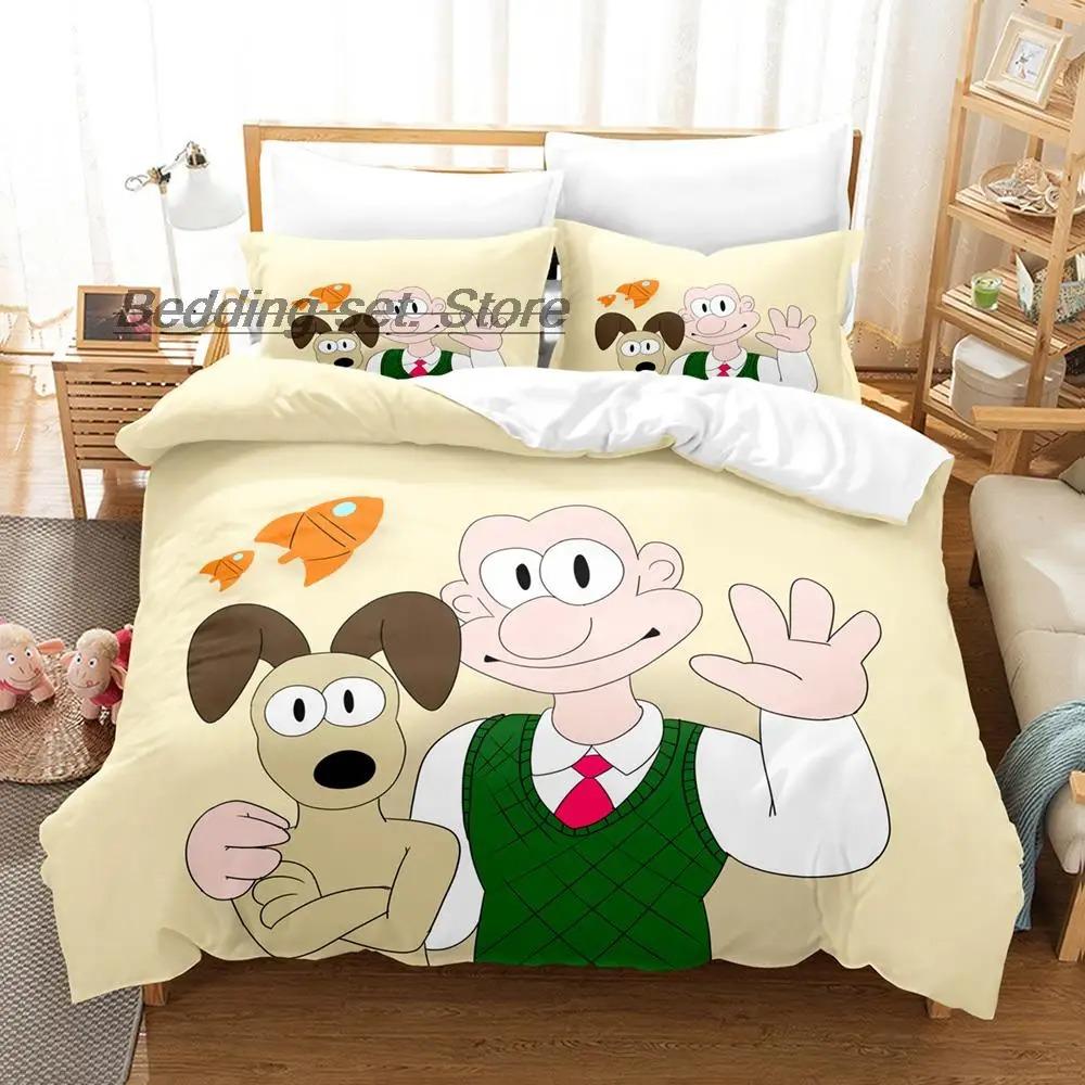 Set de lenjerie de pat Kawaii Gromit Single Twin Full Queen King Size Set de pat Aldult Copil Dormitor Seturi huse de pilotă Imprimeu Anime Set cearșaf de pat