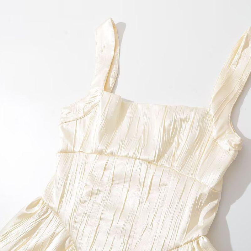 Kaslead New Arrival Women's Fashion Style Fashion Simple and Thin Textured Tight Midi Dress