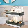 2 Layers Desktop Organizer Cosmetic Holder Stainless Steel Frame Rustproof Modern Multifunctional