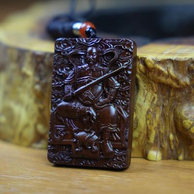Blitzschlag Rote Dattel Holz Amulett: Zweiseitige exquisite Schnitzerei von Xuan Tian Shang Di