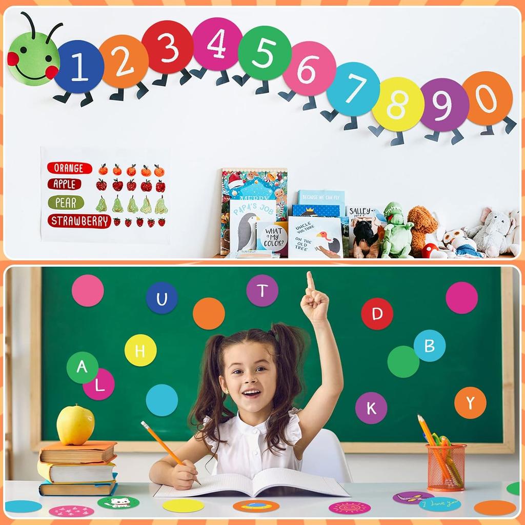 Geyee 108 Pcs Circle Cutouts Paper Bulletin Board Decorations Assorted Color Round Die Cut for Classroom Decor Teachers DIY Craft Office School