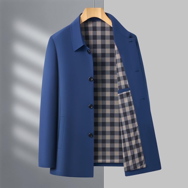 Men'S Jacket For Spring, Autumn, Middle-Aged Men, Business Casual Mid-Length Lapel Jacket, Men'S Wear