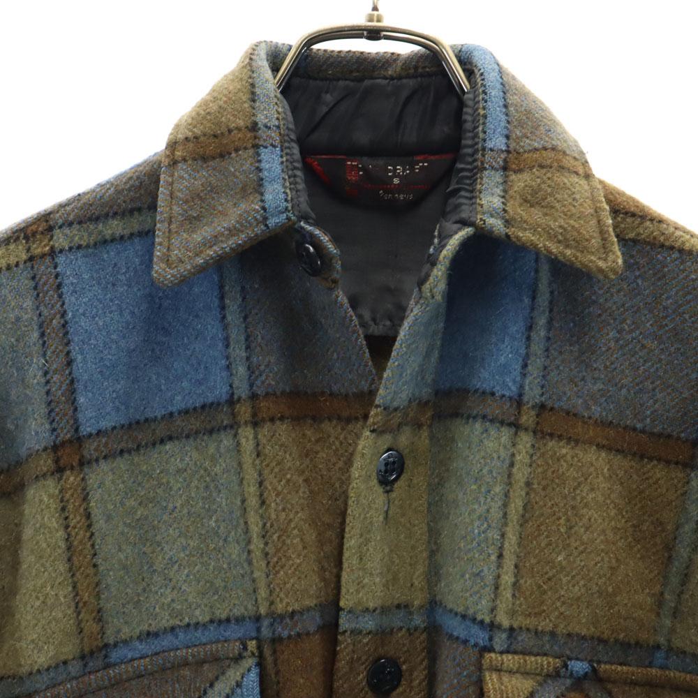 TOWNCRAFT 60s Vintage Triangle Tag Check Pattern Long Sleeve Wool Shirt S Men's Used