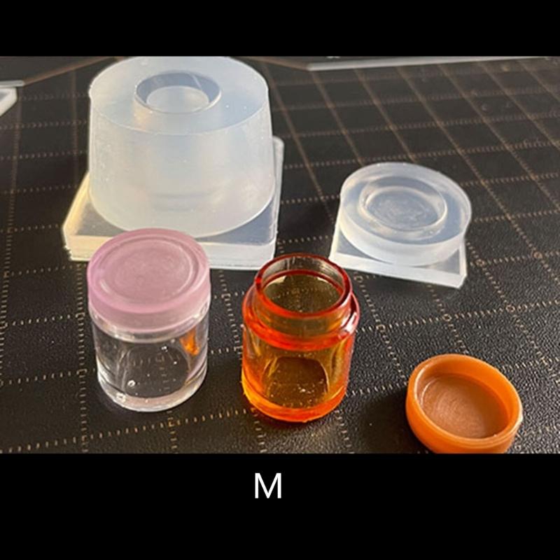 3D Jar Mold Set with Lid Cover Small Cylinder Bottle Silicone Mold for Jewelry Making Supplies Resin Casting Tool