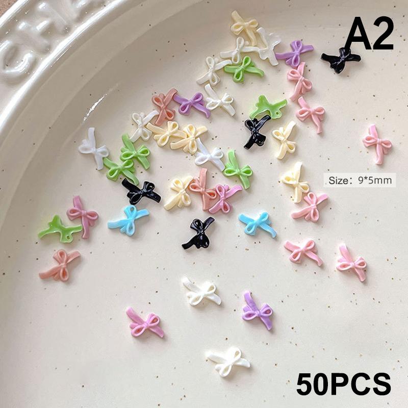 

50 шт. Цветные бантики для ногтей, шармы, украшения для ногтей, галстук, кавайные аксессуары, принадлежности для маникюрного дизайна A2