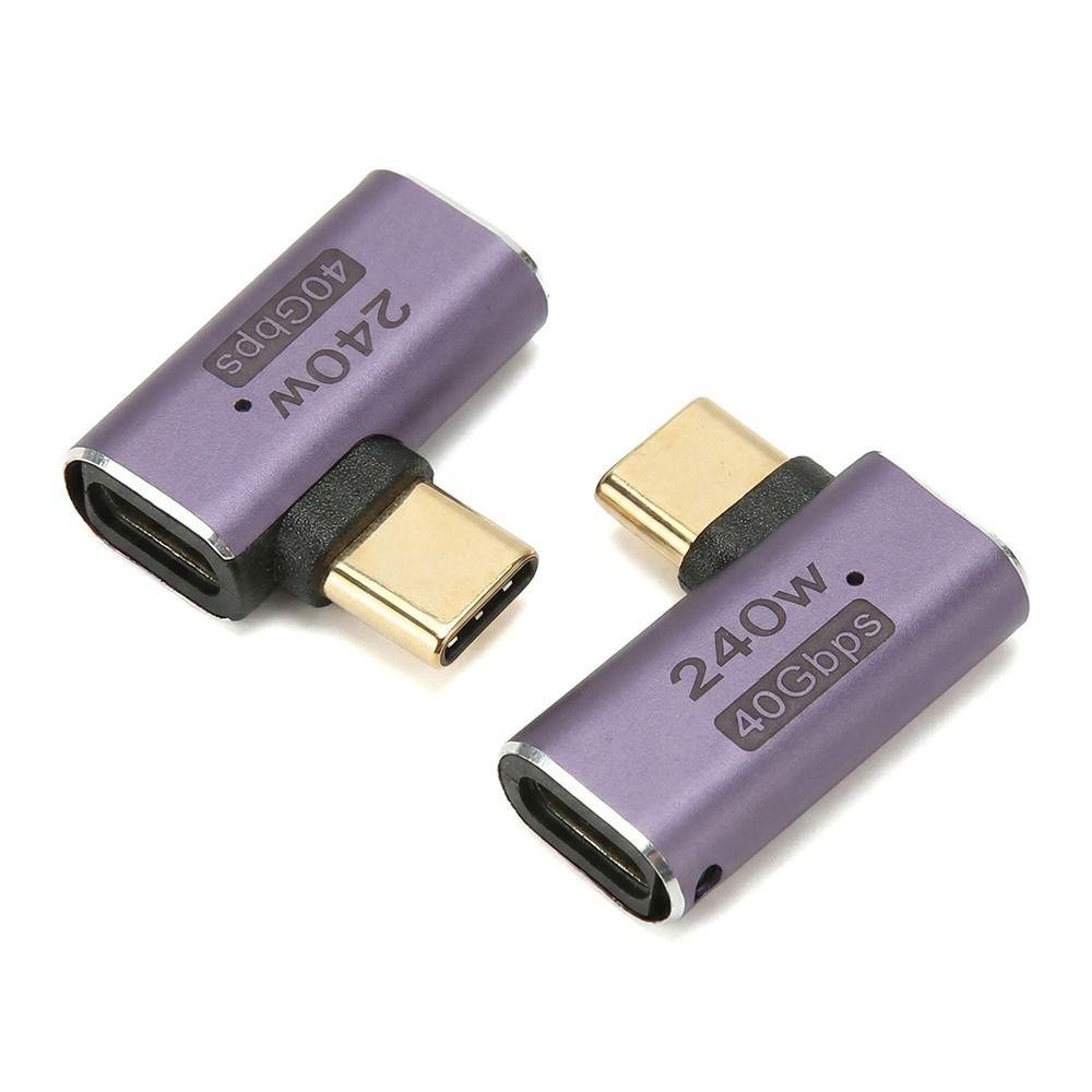 2PCS High Speed 240W Right Angle Adapter 8K 60HZ 40Gbps USB C Female to Female Adapter LED Light USB C Female Adapter Laptop