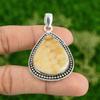 Daughters Day Deal 925 Sterling Silver Pear Fossil Coral Stone Bezel New Pendant