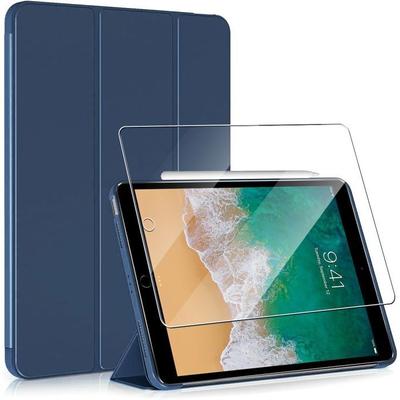 Case + Tempered Glass for iPad Air 3 10.5 Inches / iPad Pro 10.5 Inches - Scratch Protection Auto Wake/Sleep - Navy Blue