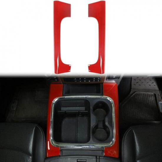 Front Cup Holder Side Panel Trim Decor Frame for Dodge Ram 1500 2015-2017 Red
