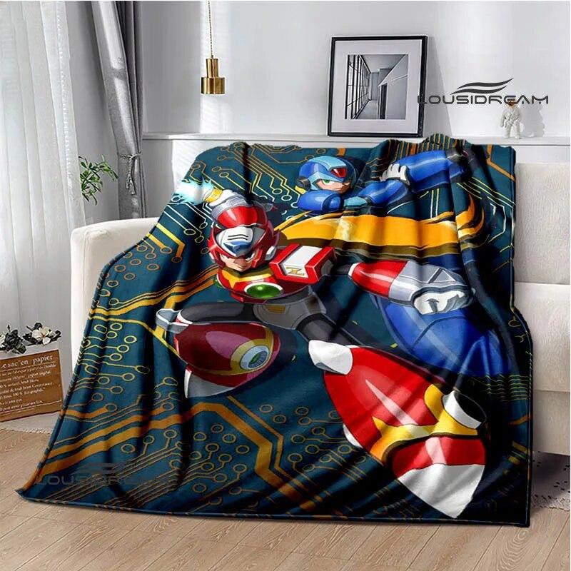 Rockman Game Cartoon Printed Blankets Warm Blanket Soft and Comfortable Home Travel Bed Blanket Picnic Blanket Birthday Gift