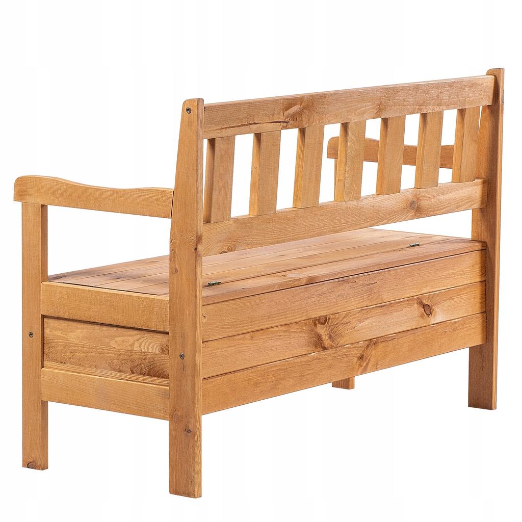 KADAX Wooden Garden Bench With Backrest 120cm With Box Terrace Balcony Garden