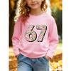 Kids Unisex Crewneck Sweatshirt, Floral Peony 67 Print Long Sleeve Pullover, Soft Fleece Casual Sweatshirts for Boys Girls Ages 4+