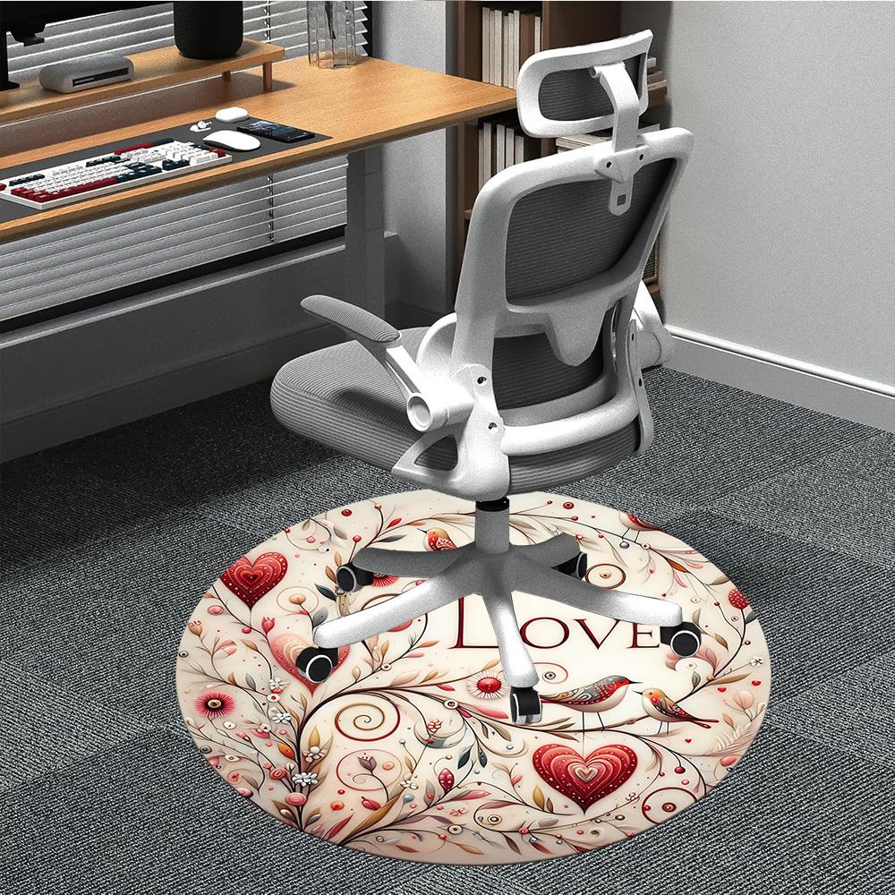 

1pc Love Birds Office Round Area Rug, Indoor Mat Suitable ForOffice, Under Office Chairs Bedroom Living Room Home Decor, Room Deco T002 80cm by 80cm