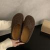 Platform Slippers Women's Autumn and Winter Retro Fluffy Bag Head Half Slippers Women Wear Lazy Muller Shoes