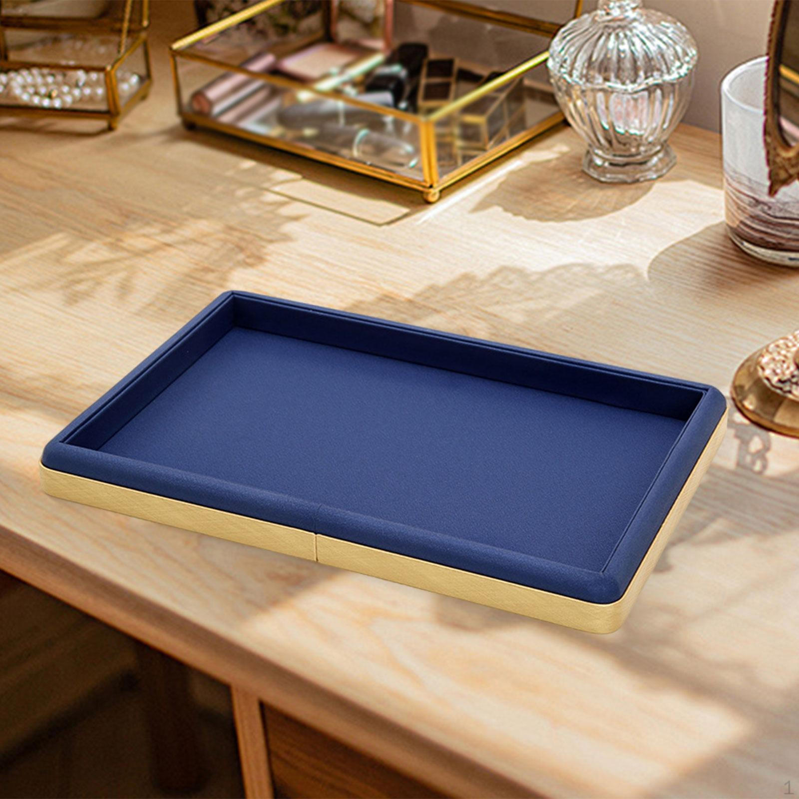 

Поднос для ювелирных изделий из матовой кожи, пустой и плоский поднос для хранения футляров, Dark blue