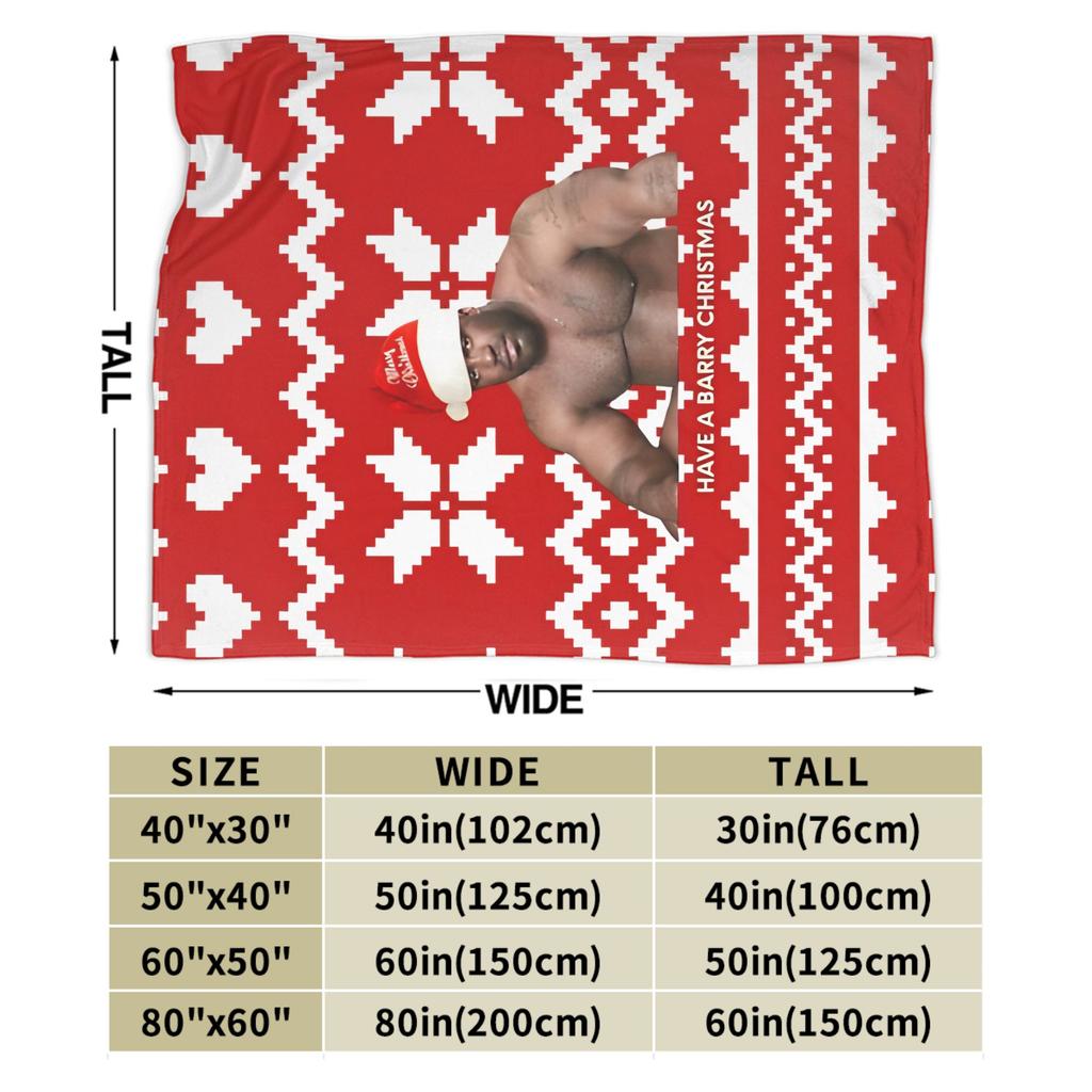 Funny Barry Wood Meme Christmas  Blanket Multiple Sizes Warm Cozy Fluffy  Throw Blankets for Couch Sofa and Bed