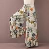 Floral Print Wide Leg Women Pants Spring Drawstring Bohemia Trousers Lady Casual Loose Elastic Waist Pantalonsw