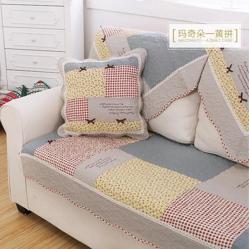 Hot Selling All-season Universal Anti Slip Sofa Mat New Rural Style Cushion Sofa Cover Small Floral Han Style Backrest Towel