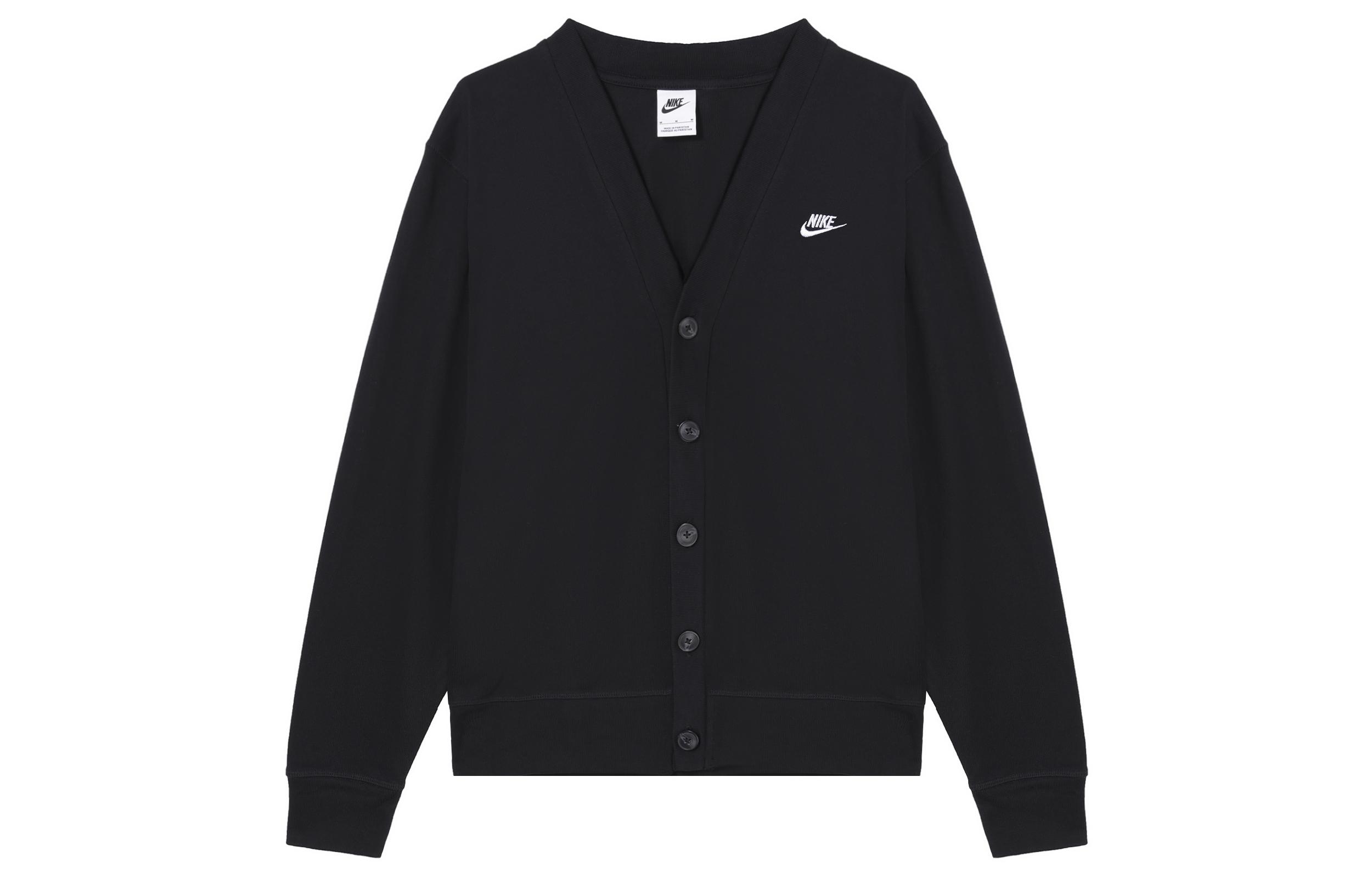 Nike Club Knitwear Men s Black V Neck Moderate Cardigan FN3899-010 M