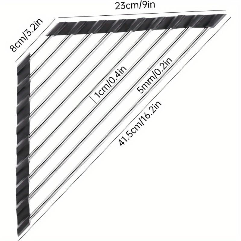 Space-Saving Stainless Steel Dish Rack-Foldable Triangle Design for Sink Corner,Multi-Functional Kitchen Organizer with Drainage