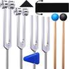 4 Pack Tuning Fork Set(128 Hz,256 Hz,512 Hz,528 Hz)with Tuning Fork Hammer for Sound Sound Vibration Tools