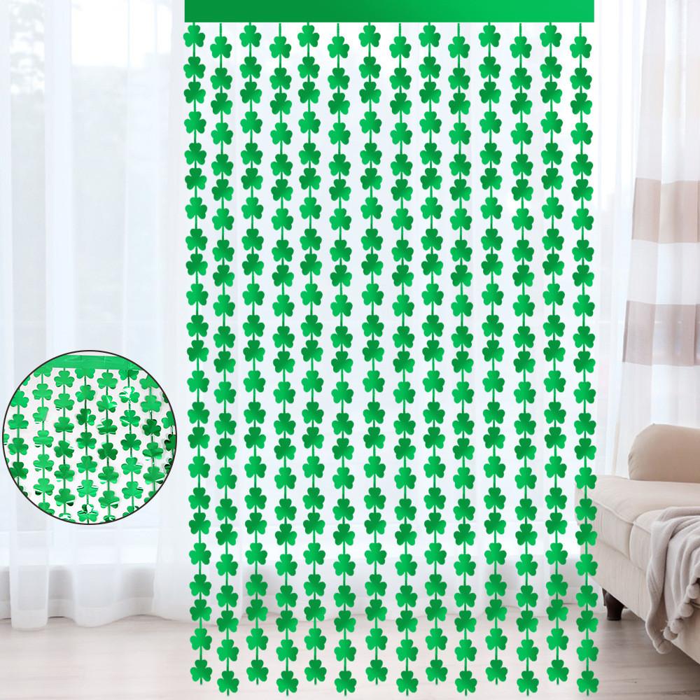 2m St Eyecatching Patricks Day Shamrock Rain Curtain For Irish Holiday Decor Party