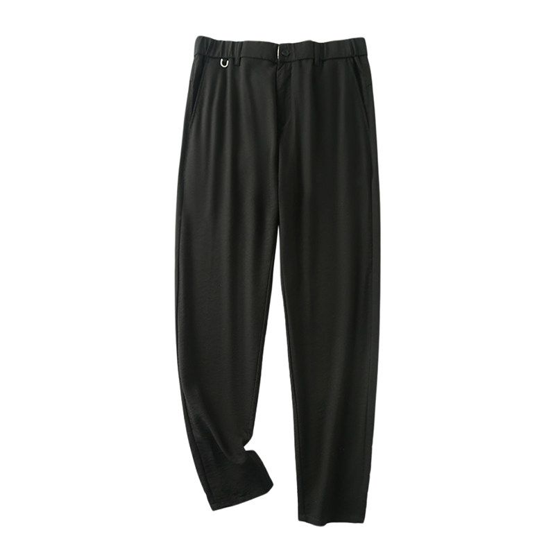 Elastic Ice Silk Draped Pants Men s Summer Thin 2024 New Arrival Straight Men s Pants Export Export Business Casual Pants Black 3XL