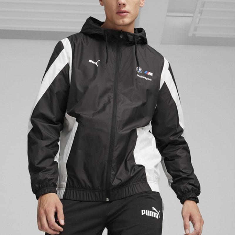 Puma Bmw Motorsport Woven Jacket Color Block Breathable Zip Hooded Jacket Men Jacket Black 625174-01