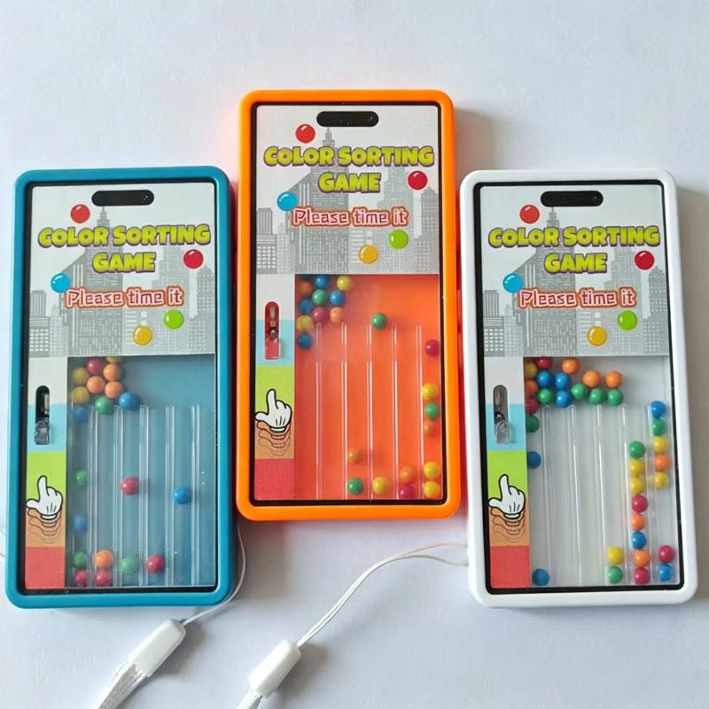 Color Sorting Colored Beans Game Console, Safe Non-Toxic Fine Motor Skill Training Toy for Toddlers Travel Portable Use