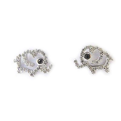 [L9749] - White 'Elephants' Silver Earrings