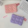 Simple Quilted Coin Purse Candy Color Lightweight Storage Bag Heart Mini Clutch Bags