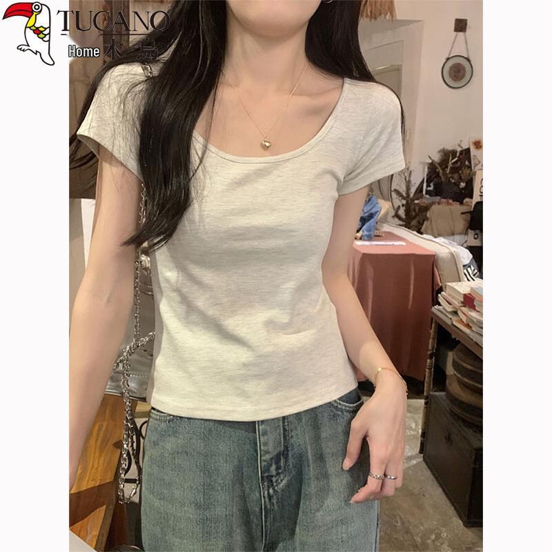 Woodpecker Women's Double U-Neck Slim Fit Cotton T-Shirt