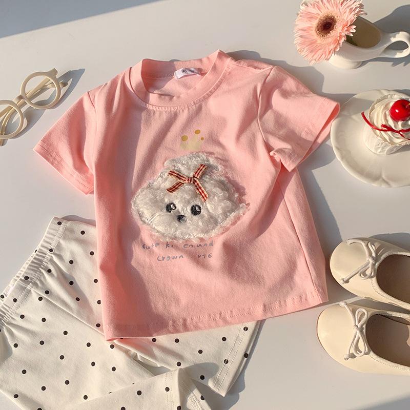 Boy And Girl Casual Short-sleeved T-shirt For Summer, Cute Plush Dog-style Children's Top