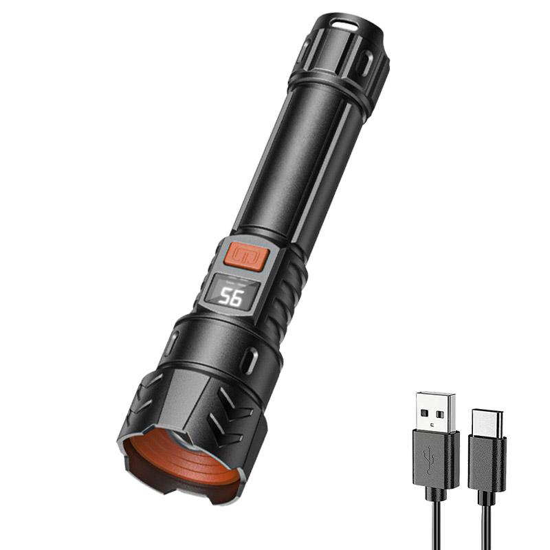 4000LM Powerful LED+COB Flashlight Type-c Fast Charging Ultra Bright Emergency Lighting Spotlight Outdoor Camping Hiking Lantern