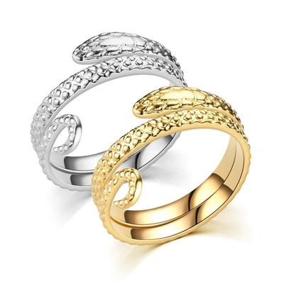 Fashion Hip Hop Style Open Titanium Steel Ring Snake Ring Cross-Border Hot Sale Retro Stainless Steel Ring Ornament